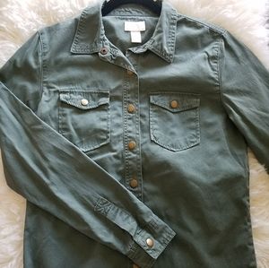Forever 21 Thick Olive Green Utility Button Down Shirt